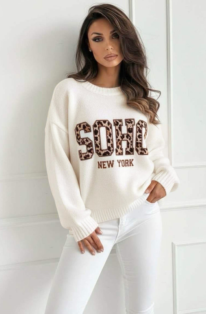 Nixi 'SOHO NY' Animal Graphic Alpaca Knit Sweater Jumper