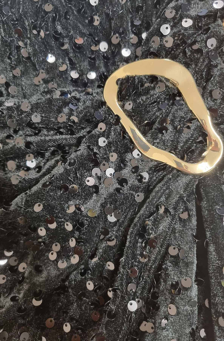Nori Sequin Wrap Gold Buckle Midaxi Skirt
