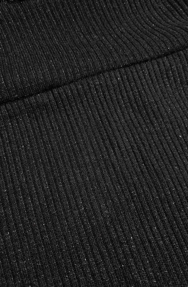 Rosy Batwing Knit Shimmer Dress-Black