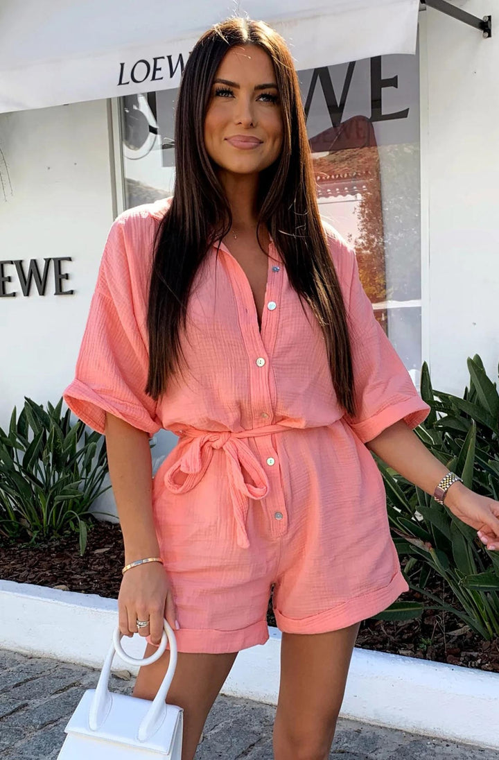 Sallie Belted Cotton Gauze Style Playsuit