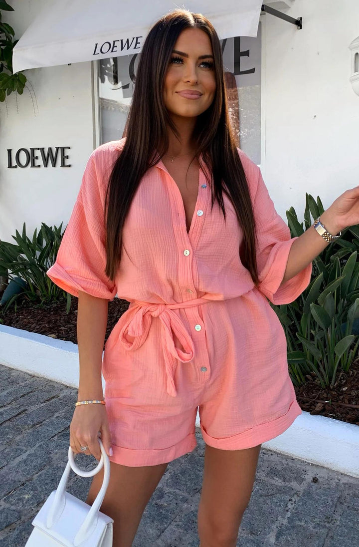 Sallie Belted Cotton Gauze Style Playsuit