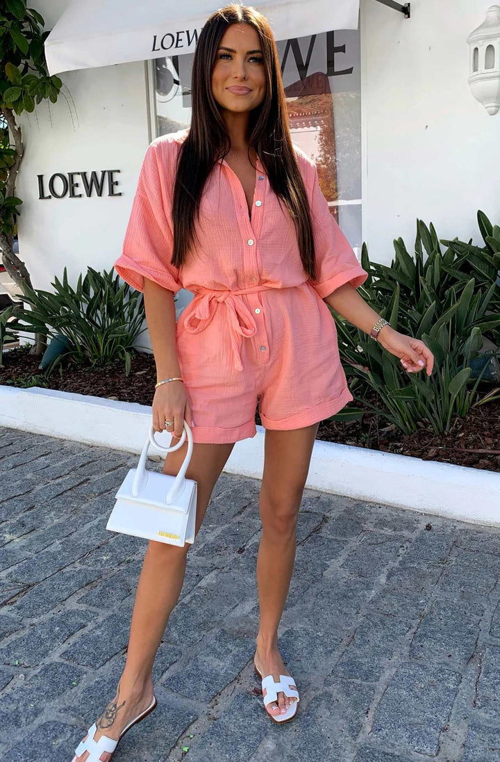Sallie Belted Cotton Gauze Style Playsuit