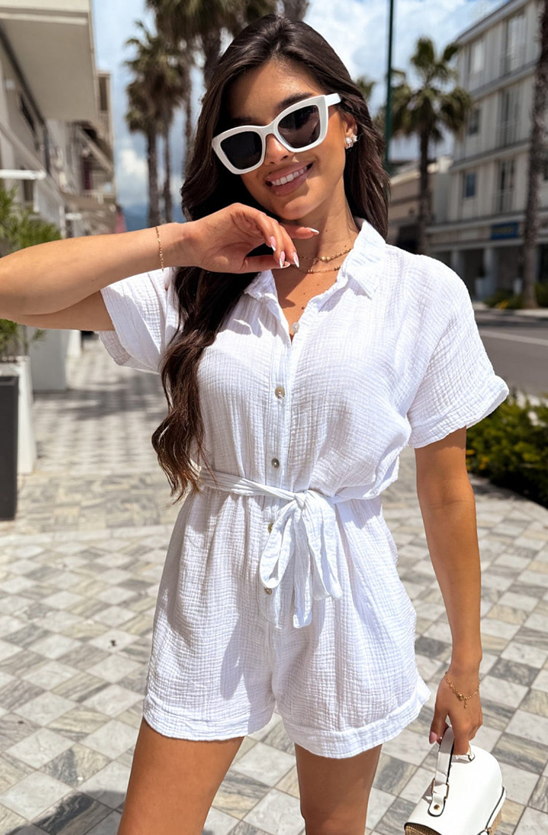 Sallie Belted Cotton Gauze Style Playsuit