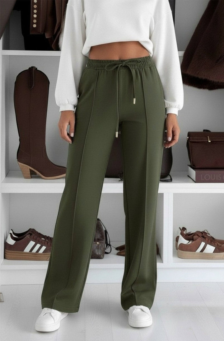 Sarah Elasticated Waist Drawstring Pocket Wide Leg Trousers