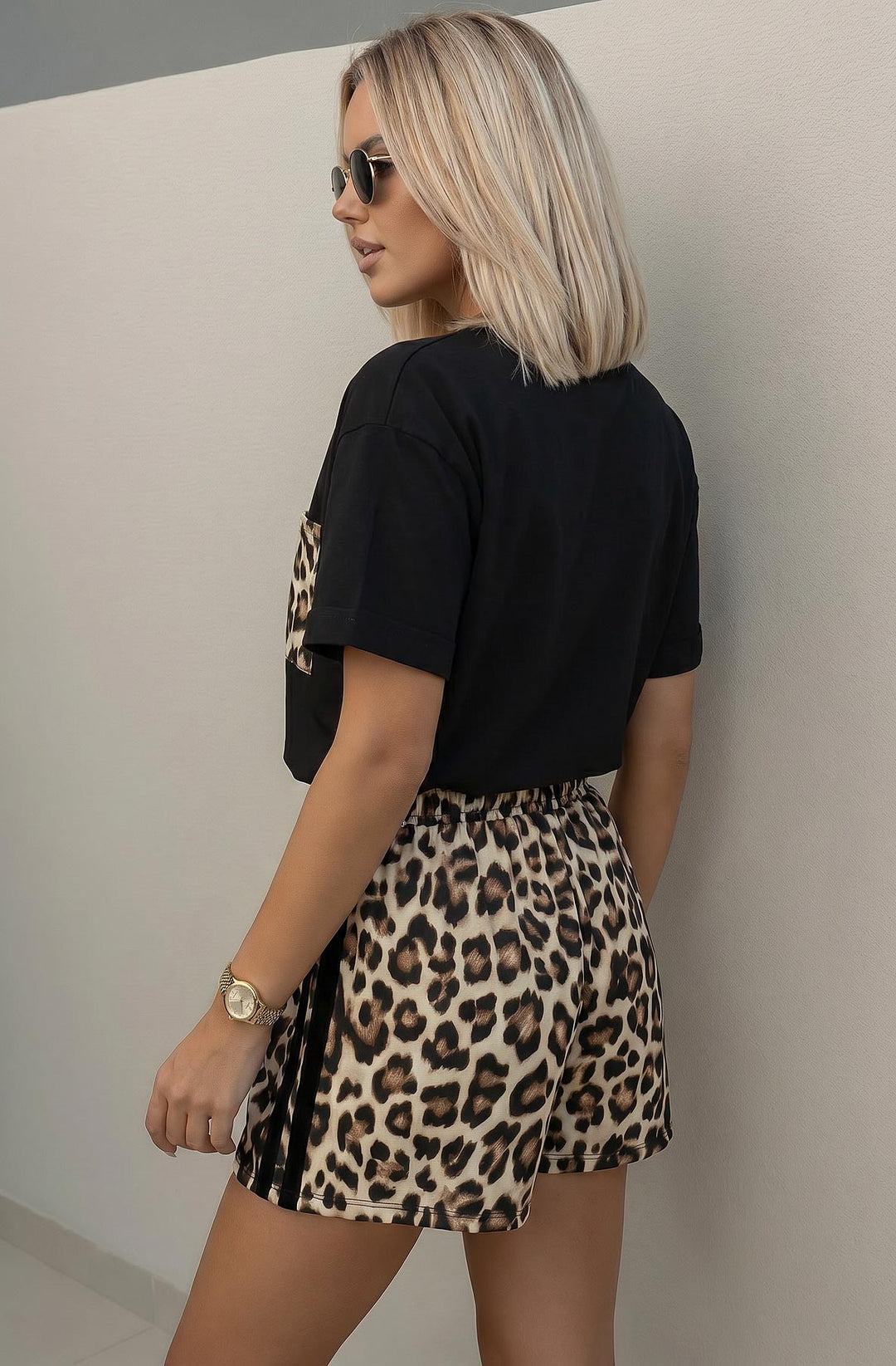 Savanna Oversized Leopard Two Piece Co-Ord Set-Black