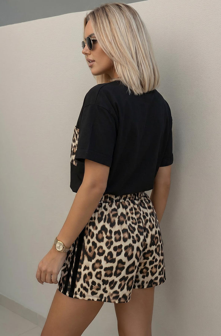 Savanna Oversized Leopard Two Piece Co-Ord Set-Black