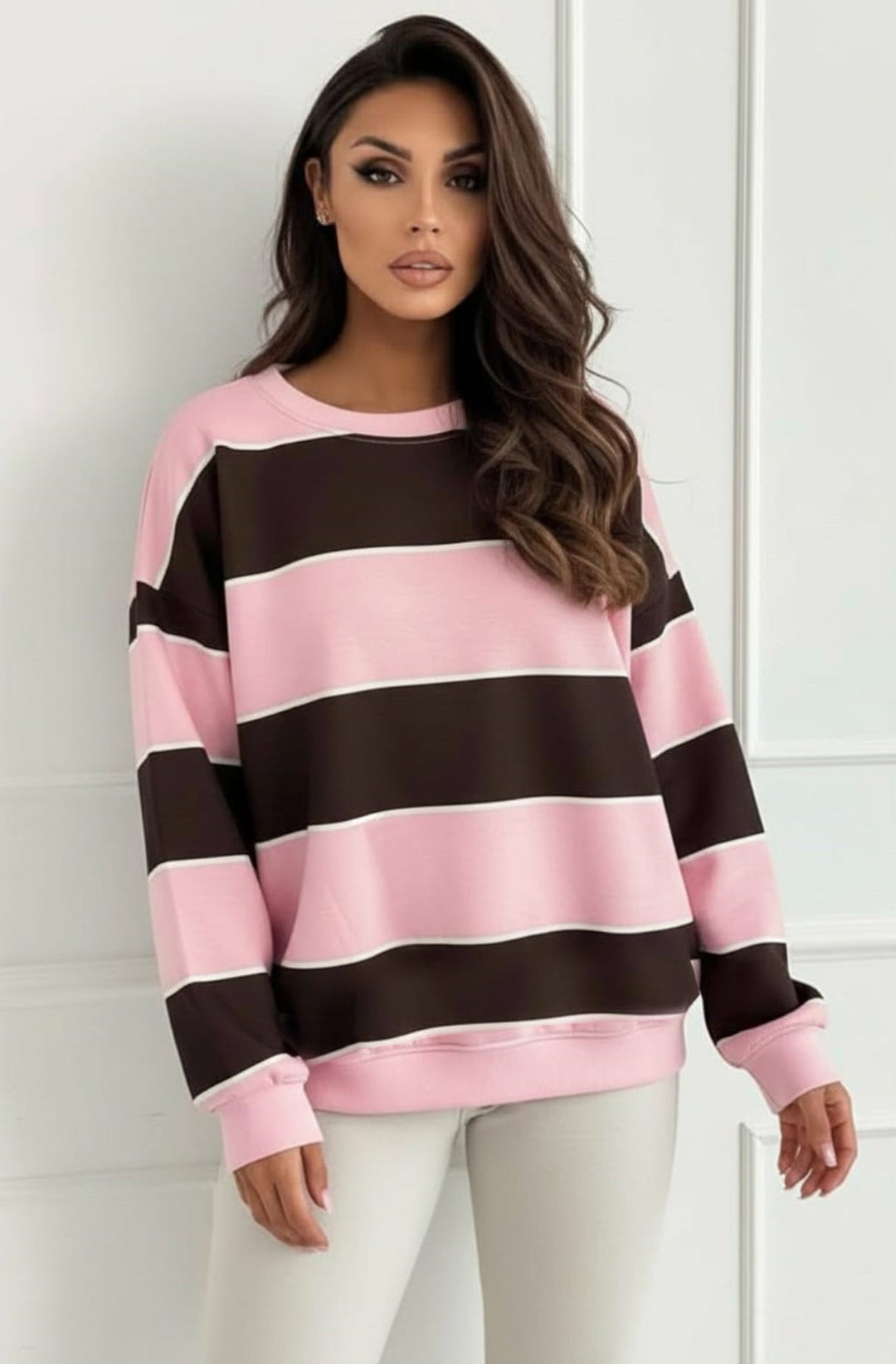Savi Stripe Oversized Sweatshirt Top