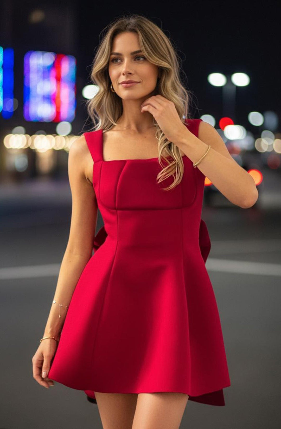 Scarlet “Bow” Scuba Skater Dress