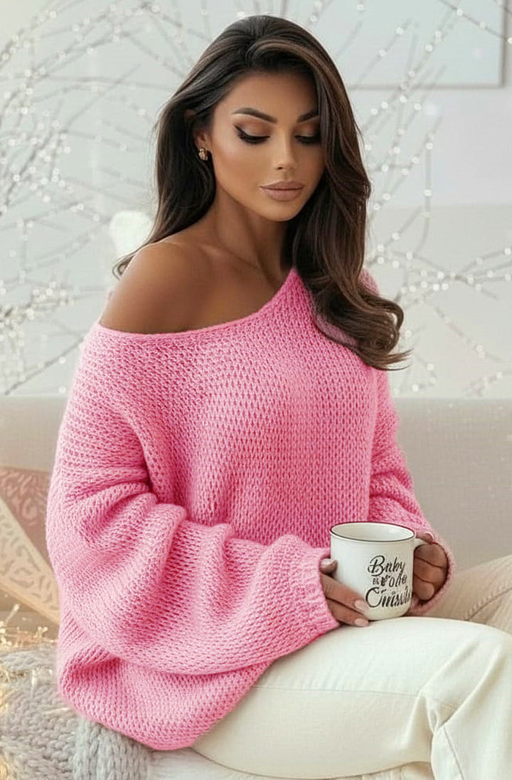 Sena Oversized Off Shoulder Knitted Sweater Jumper Top