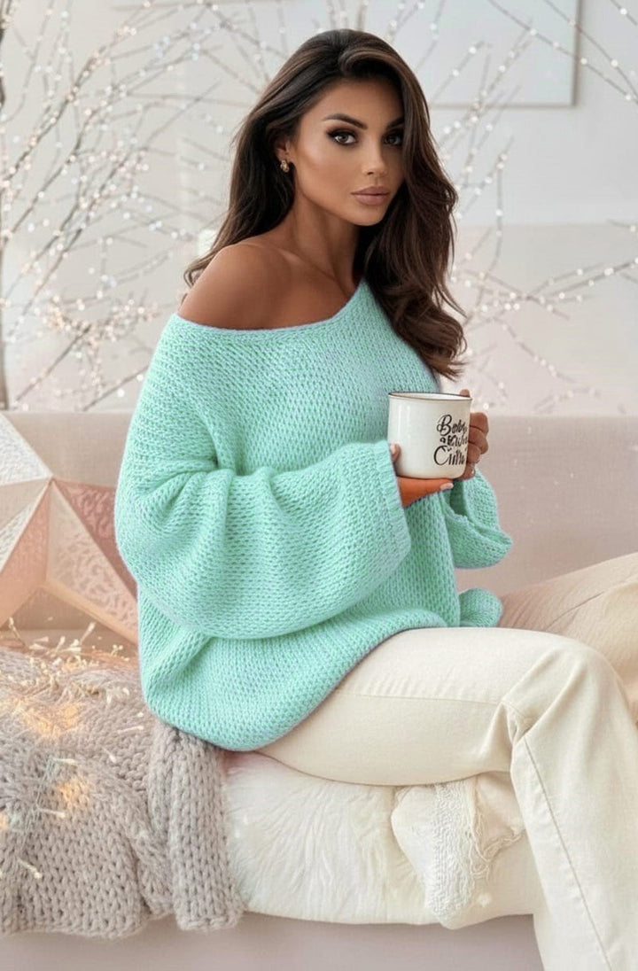 Sena Oversized Off Shoulder Knitted Sweater Jumper Top
