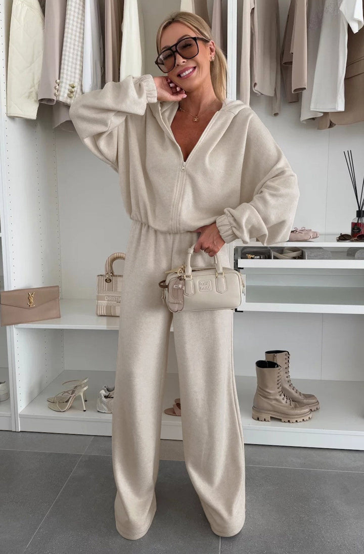Seren Hooded Two Piece Lounge Set-Stone