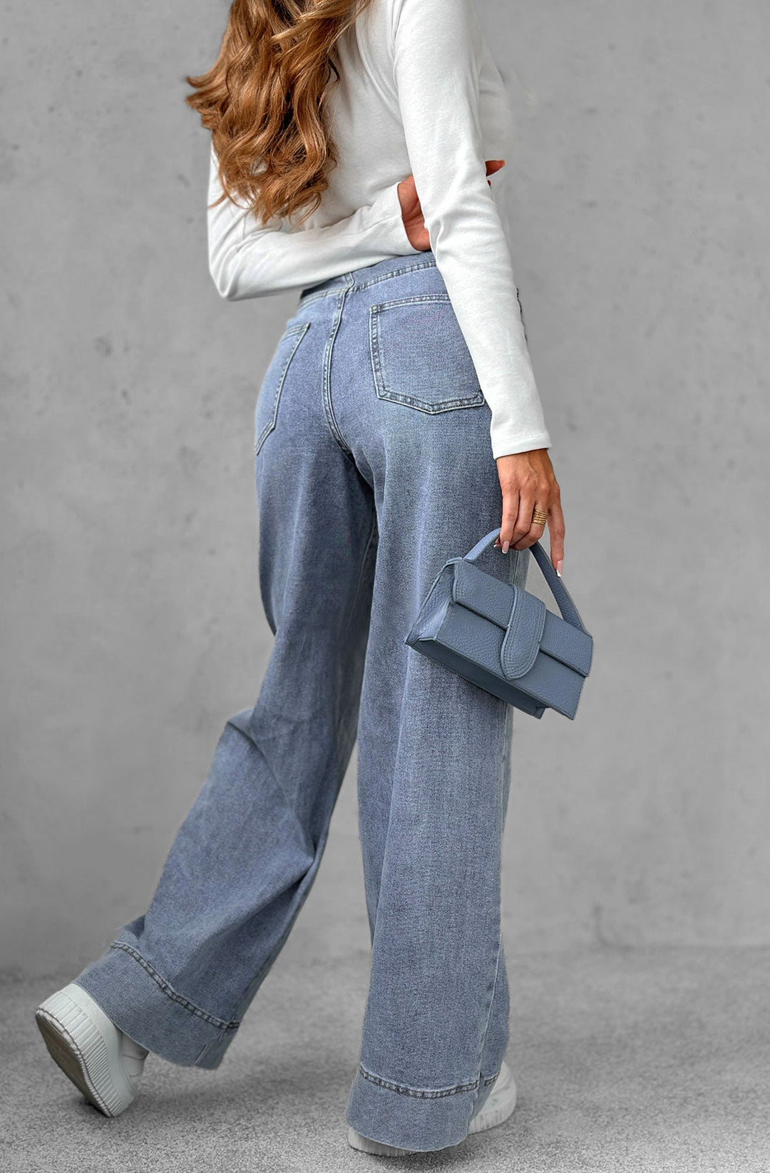 Shelby Wide Leg Denim Jeans-Blue