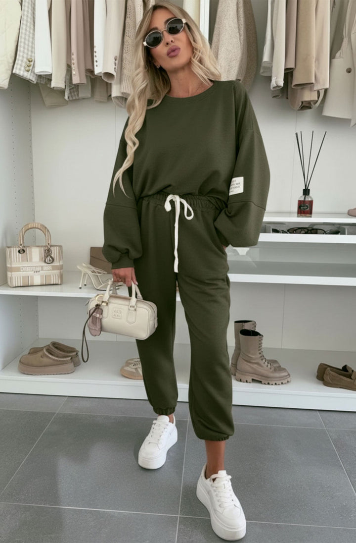 Tanya Two Piece Co-Ord Loungewear Set-Khaki