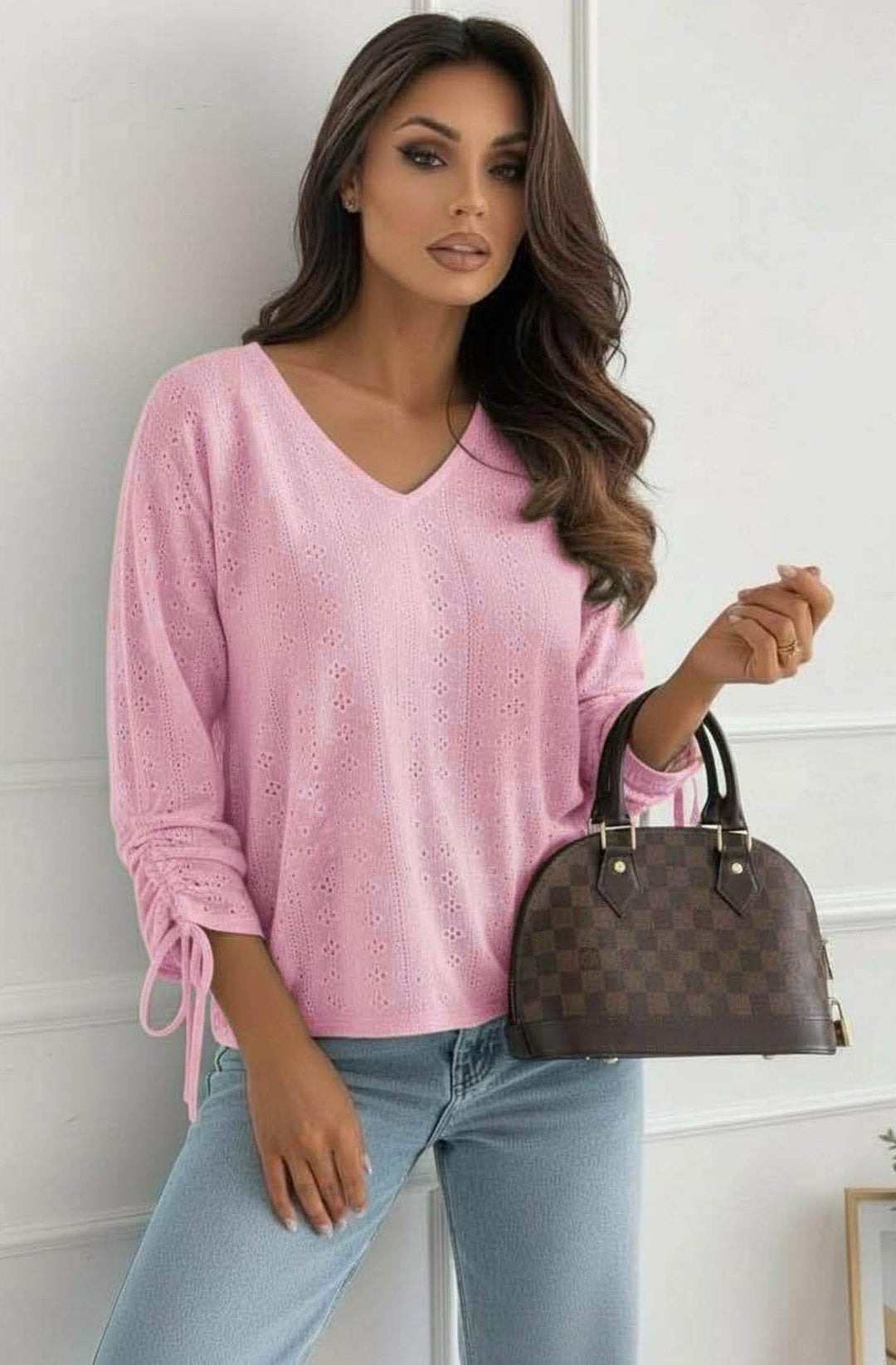 Vesi Openwork V Neck Blouse Top