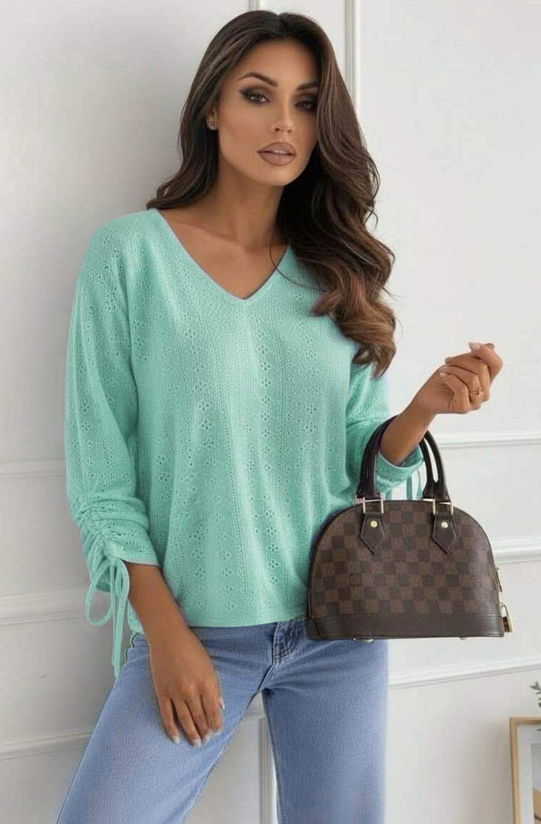 Vesi Openwork V Neck Blouse Top