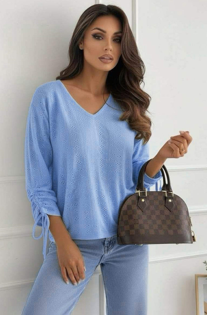 Vesi Openwork V Neck Blouse Top