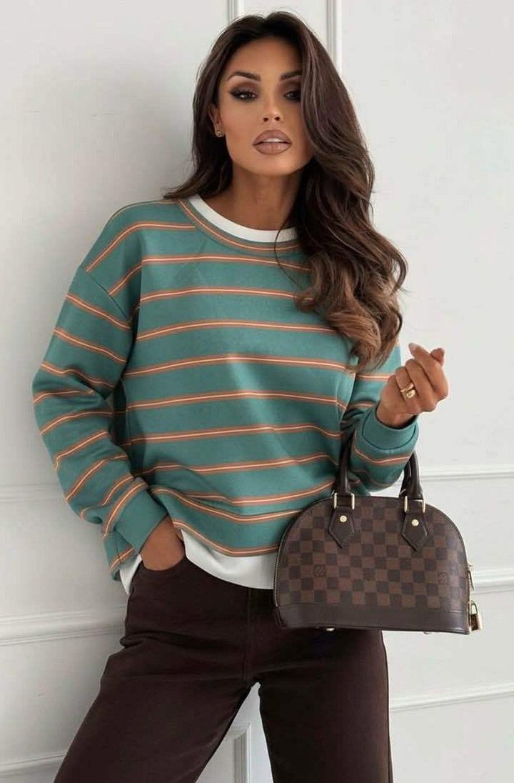 Viola Striped Double-Layer Effect Sweatshirt Top