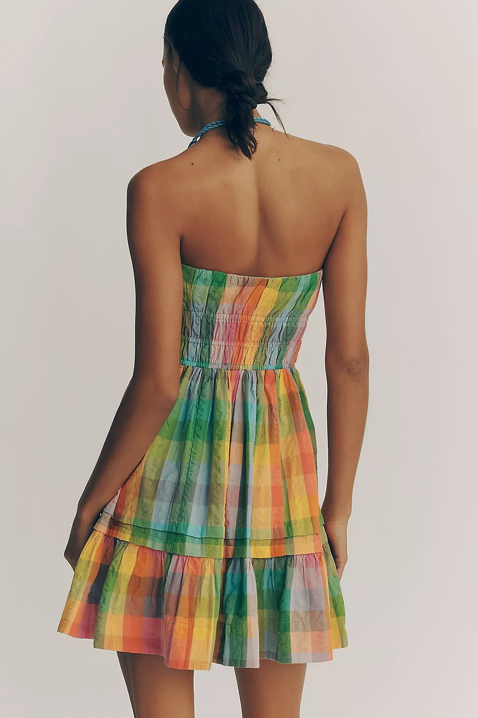 Anthropologie Somerset Strapless Mini Boho Gingham Cotton Dress