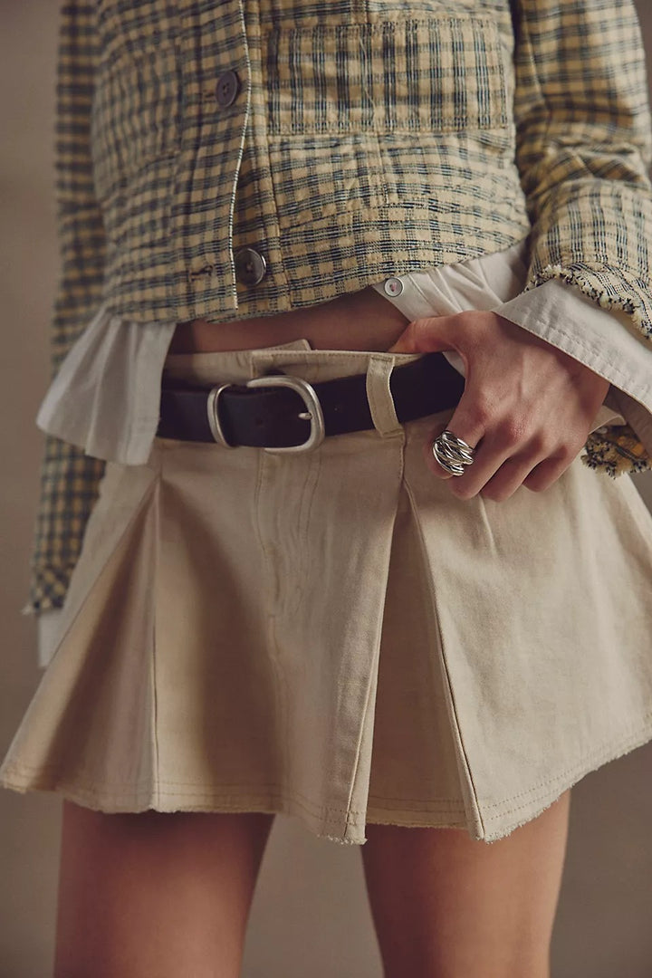 Free People Raleigh Mini Denim Skirt in Ivory