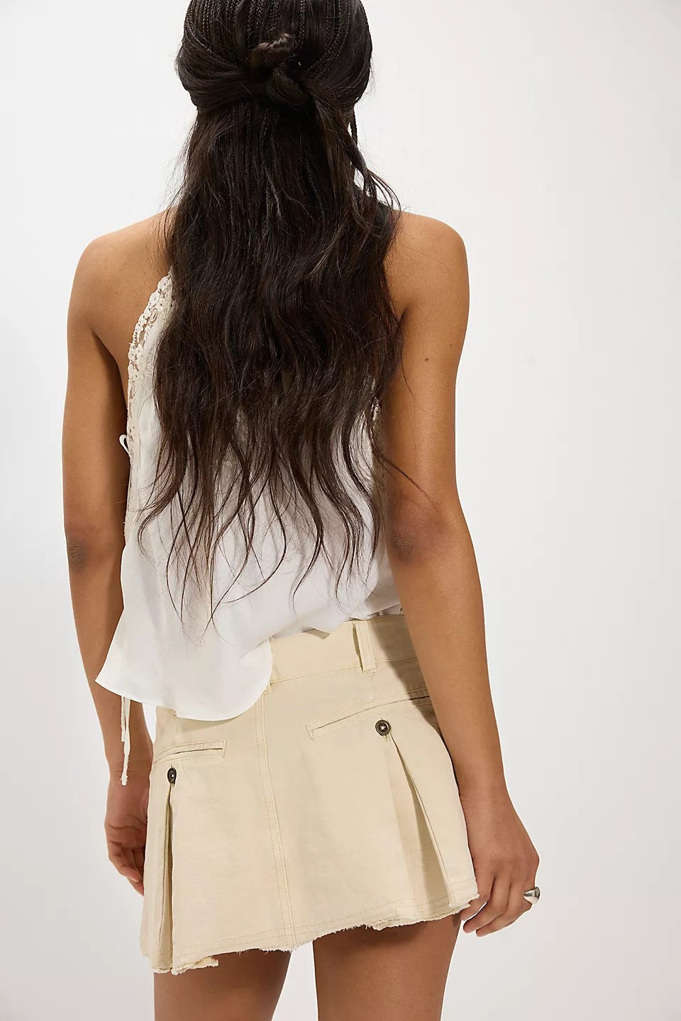 Free People Raleigh Mini Denim Skirt in Ivory