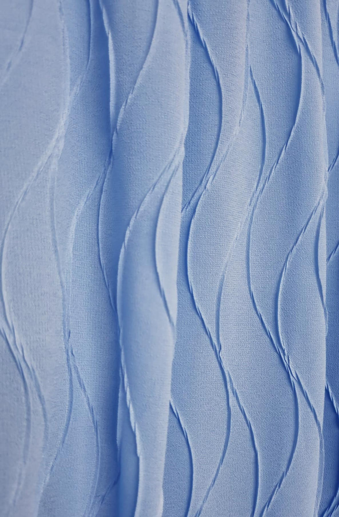 Winny Abstract Texture Chiffon Frill Neck Long Sleeve Blouse Top-Blue