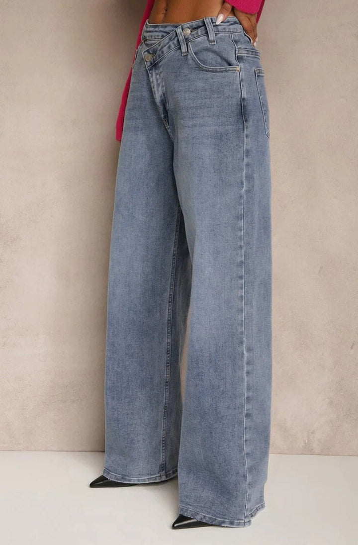 Yara Wide Leg Denim Jeans-Blue