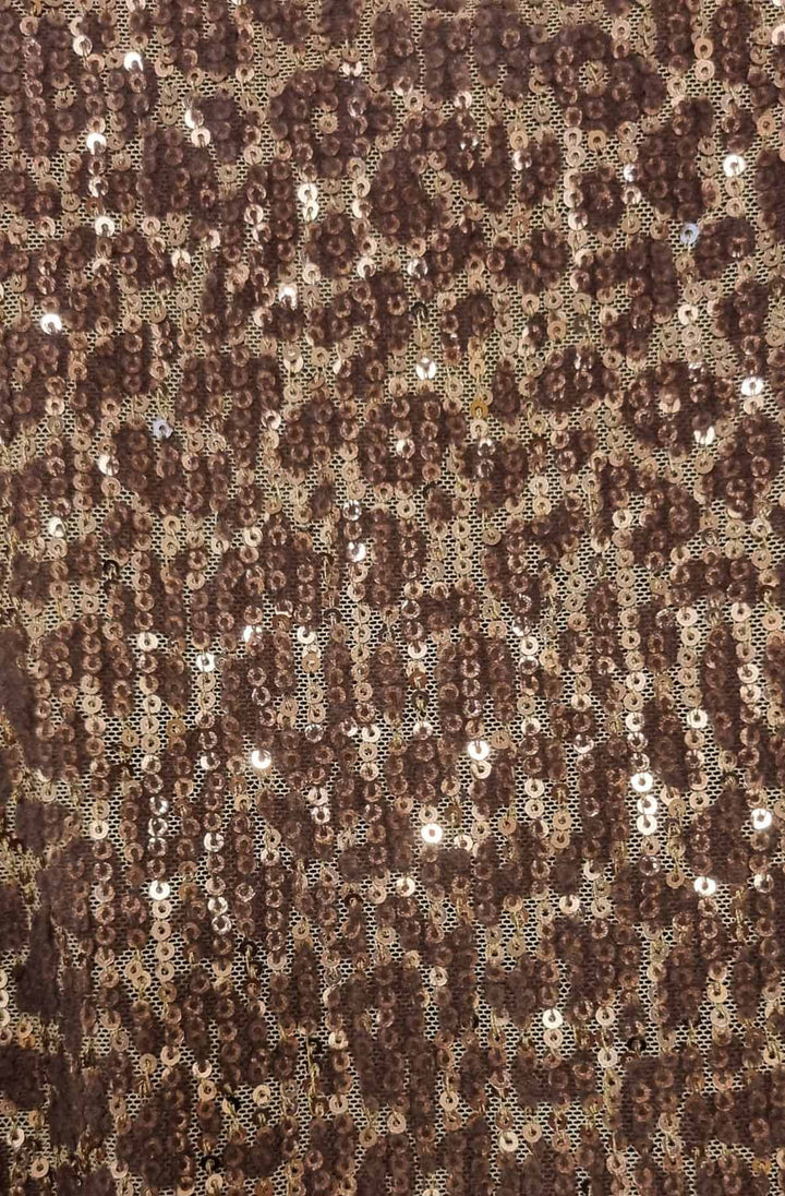 Zenya Sequin Leopard Sleeveless Blouse Top-Rust