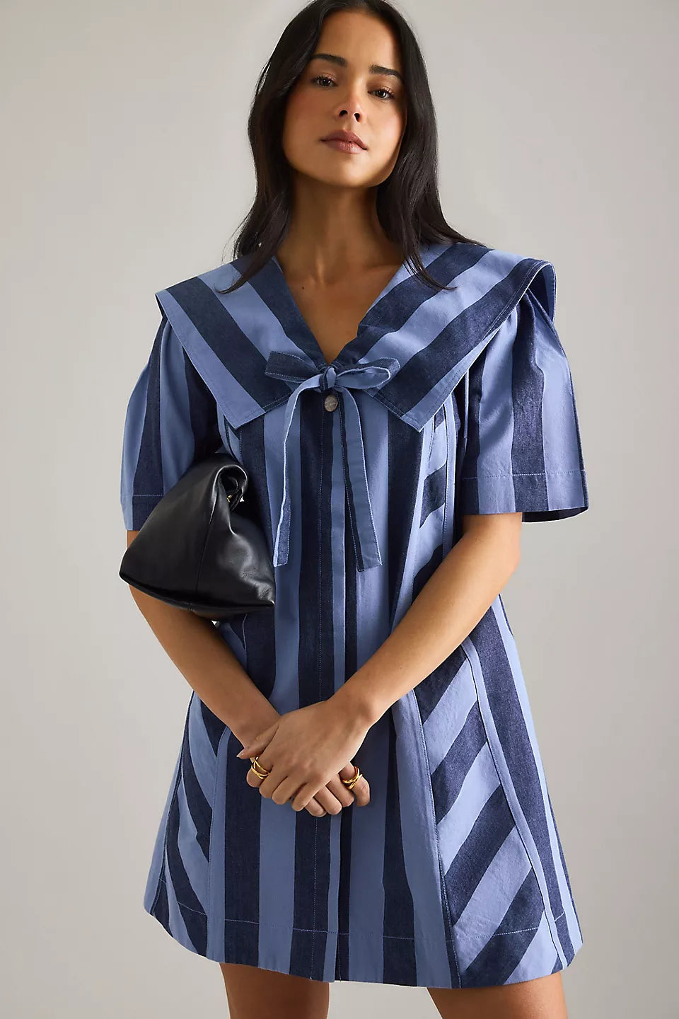 Damson Madder Goldie Mini Dress in Blue Stripes