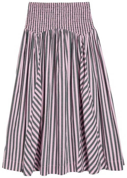 Damson Madder Layla Godet Stripe Midi Skirt - Multi