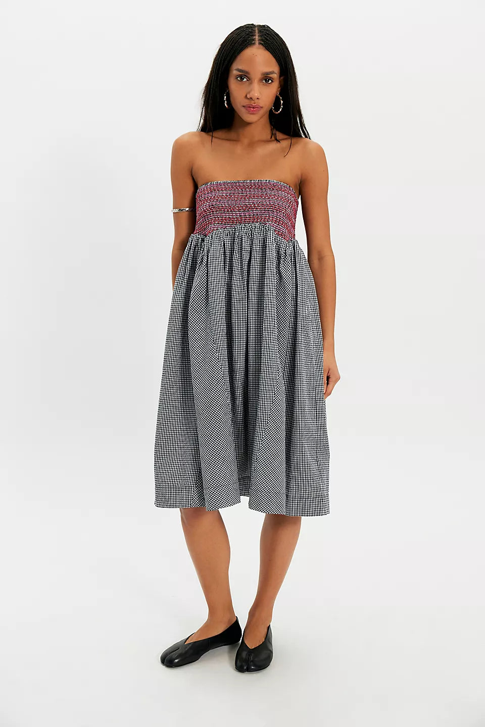 Damson Madder Layla Godet Midi Skirt Black