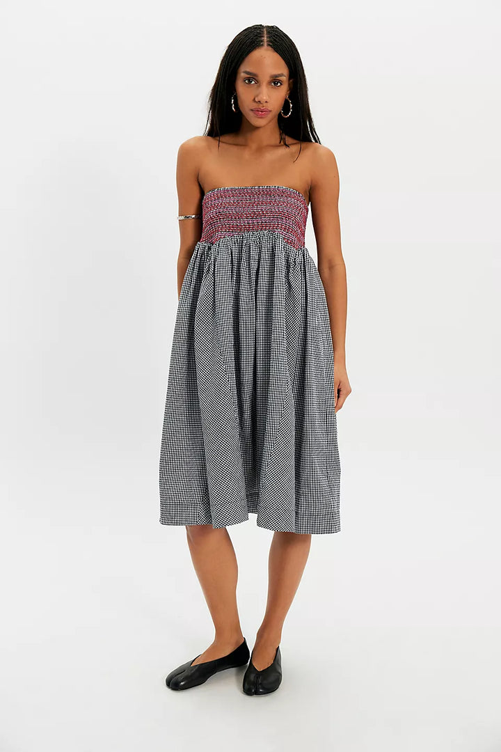 Damson Madder Layla Godet Midi Skirt Black