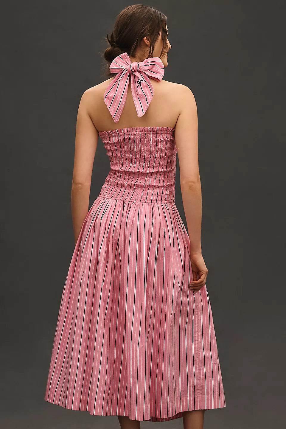 Damson Madder Mia Smocked Midi Dress Pink