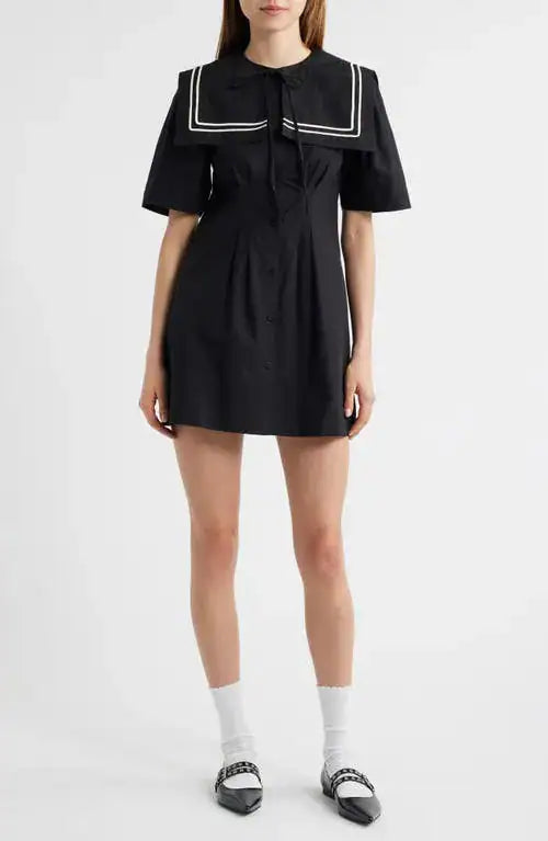 Damson Madder Peppy Sailor Mini Dress Black