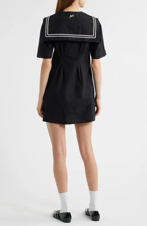 Damson Madder Peppy Sailor Mini Dress Black