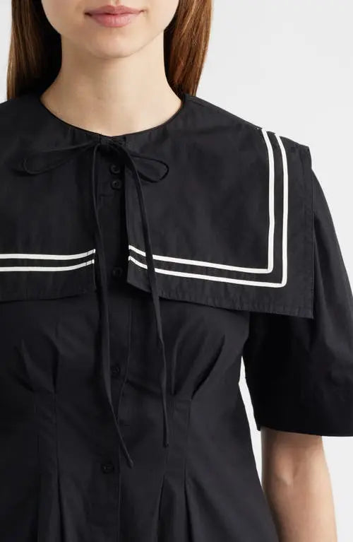 Damson Madder Peppy Sailor Mini Dress Black