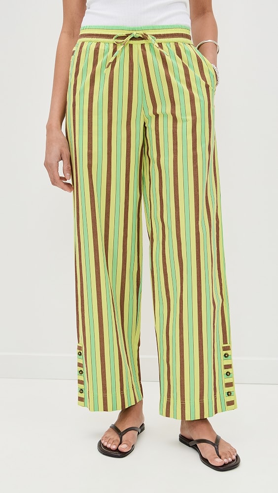 Damson Madder Ritik Stripe Cotton Trousers Green