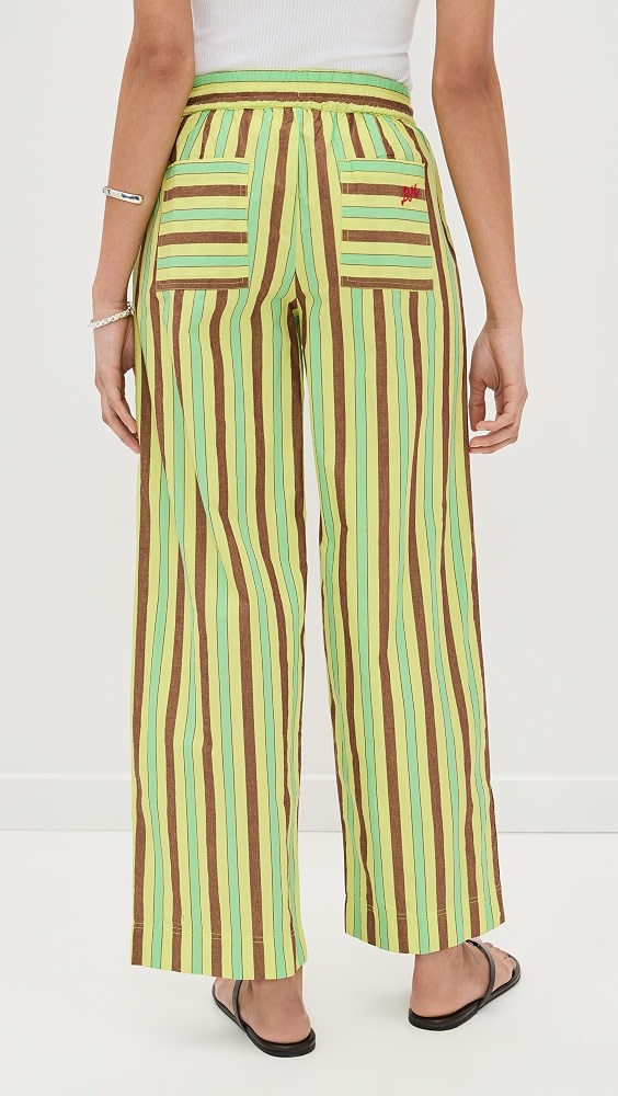 Damson Madder Ritik Stripe Cotton Trousers Green