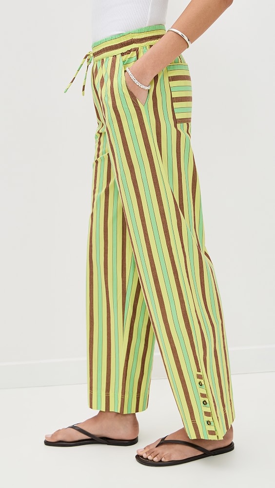 Damson Madder Ritik Stripe Cotton Trousers Green