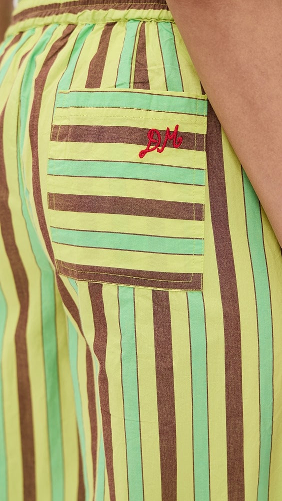 Damson Madder Ritik Stripe Cotton Trousers Green