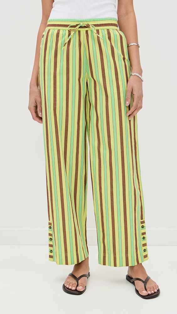 Damson Madder Ritik Stripe Cotton Trousers Green