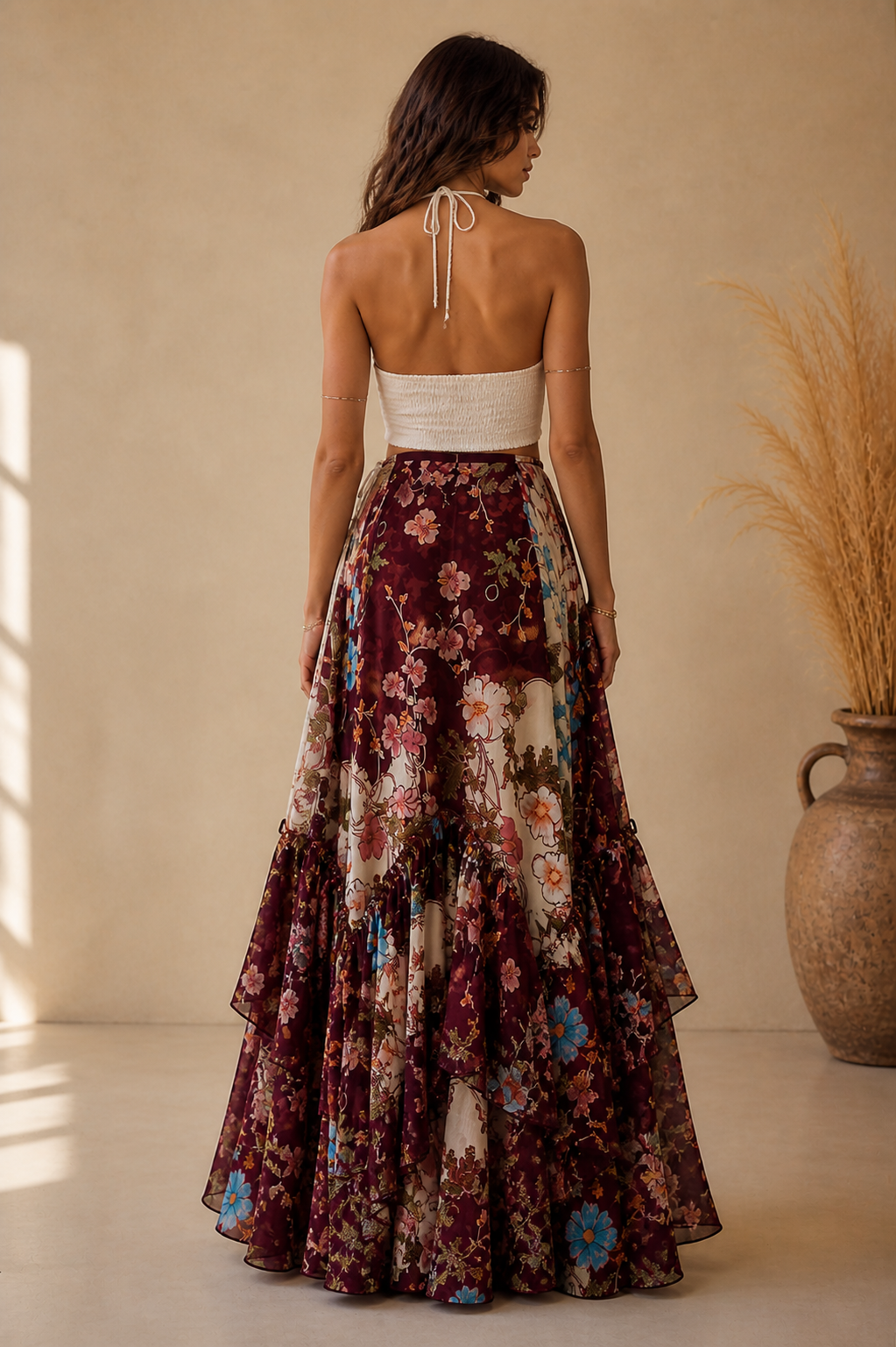 Free People Palermo Villa Maxi Midi Floral Skirt Boho