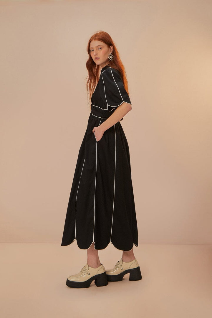Farm Rio Black White Midi Maxi Dress Boho