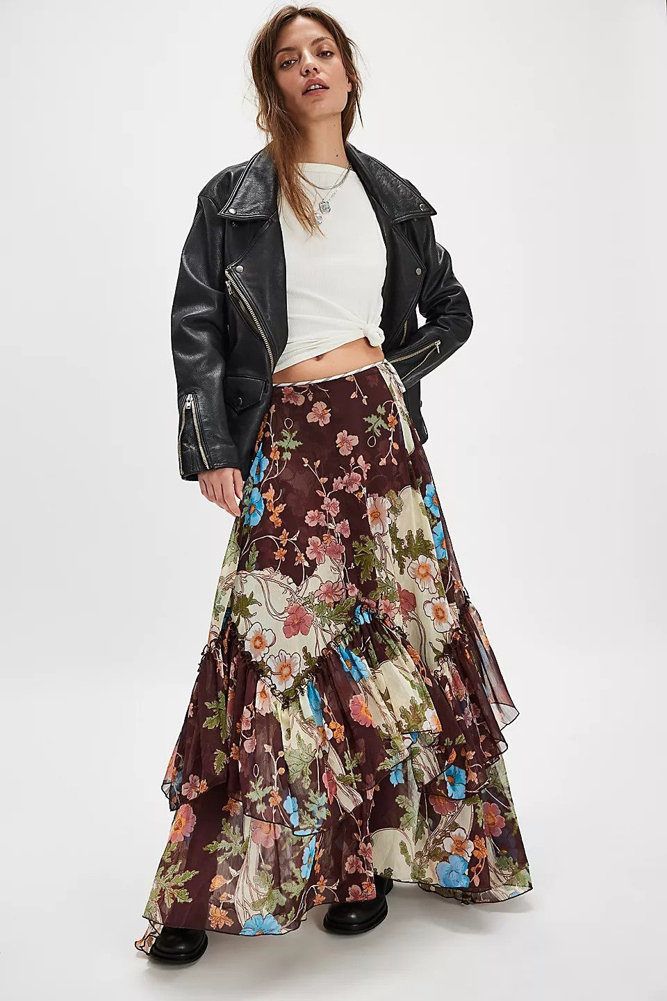Free People Palermo Villa Maxi Skirt Boho Resort Dress Beach