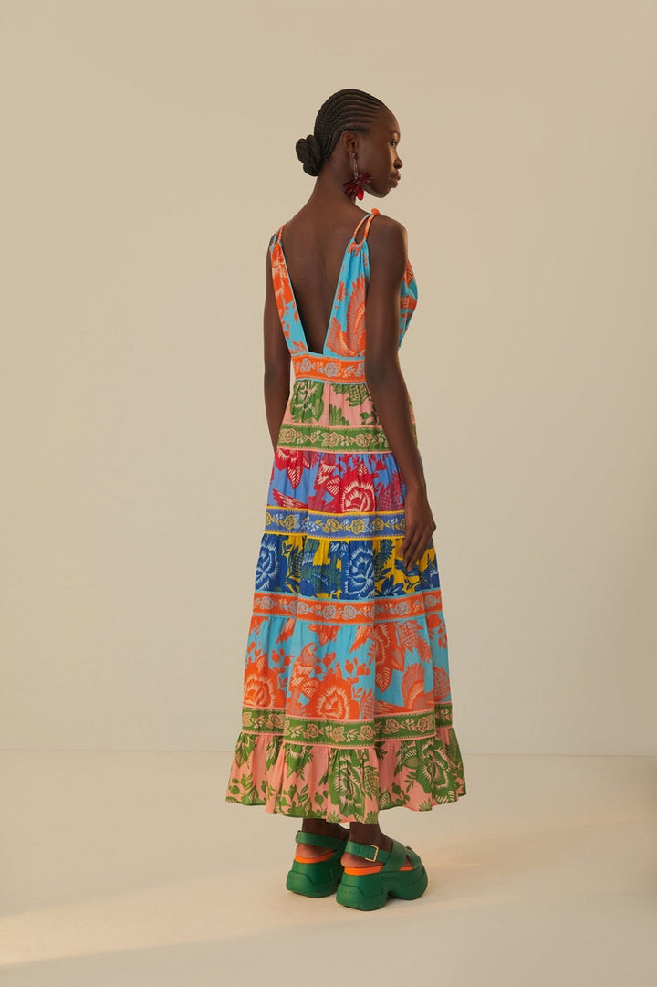 Farm Rio Lace Garden Midi Maxi Dress Boho Floral Beach Resortwear