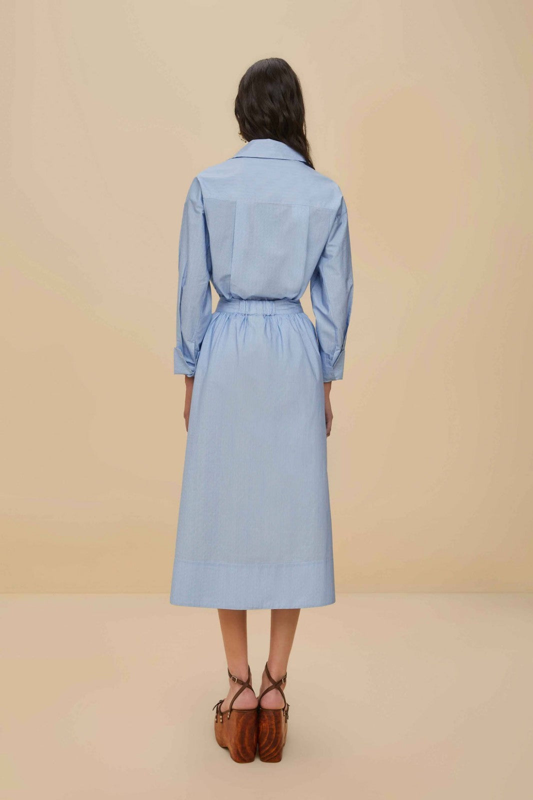 Farm Rio Blue Banana Cocina Striped Midi Maxi Skirt