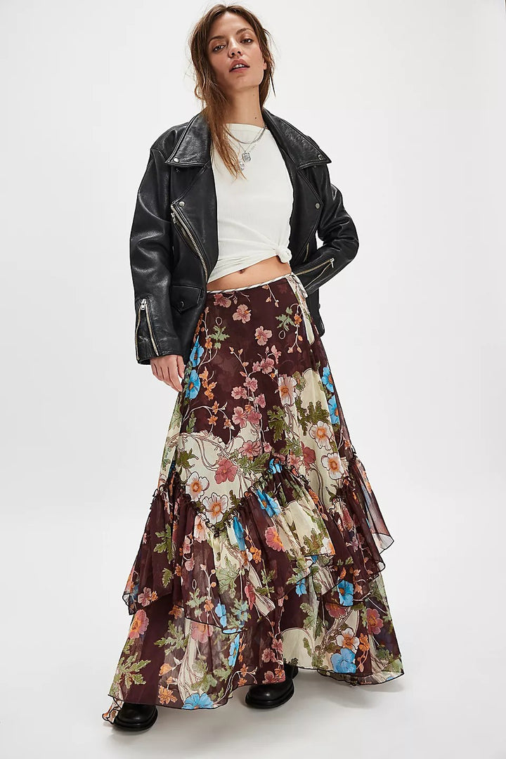 Free People Palermo Villa Maxi Midi Floral Skirt Boho
