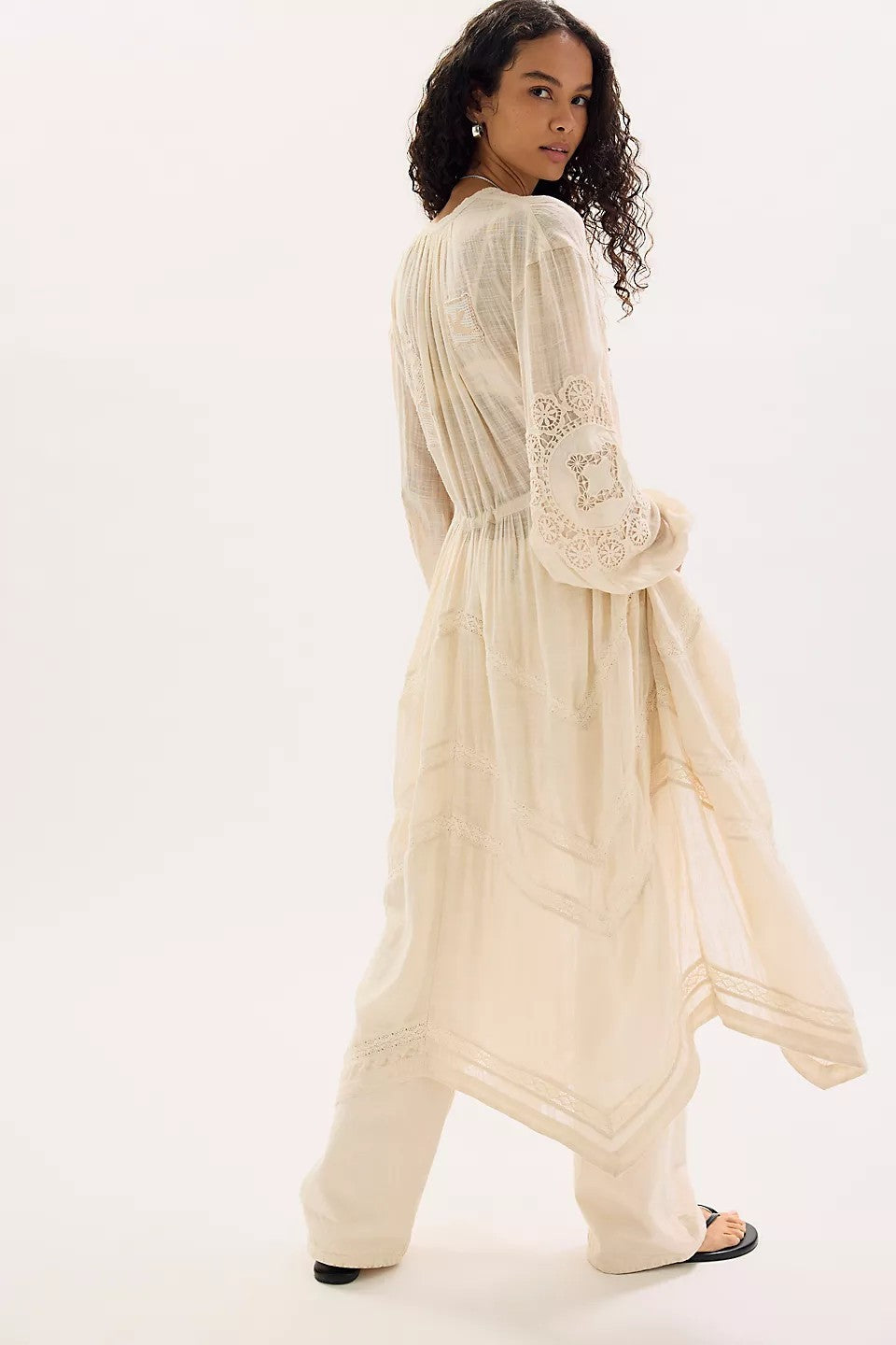Free People Lost And Found Duster Dress Beach Boho Cover up Kaftan Kimono