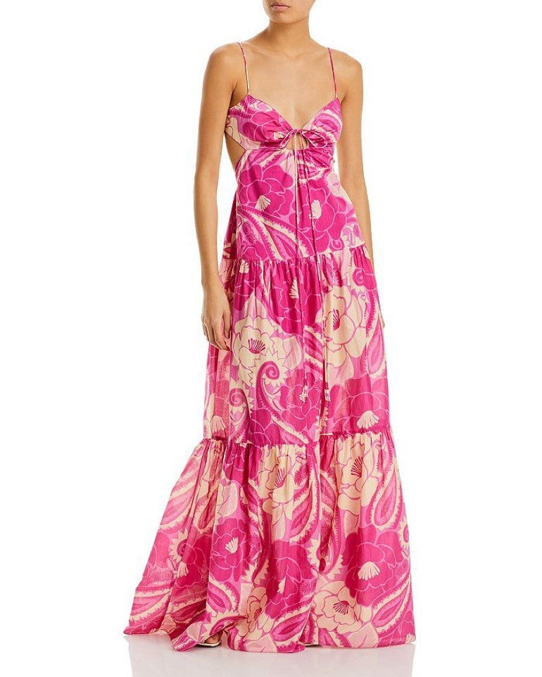 Farm Rio Tropical Groove Pink Maxi Dress Resort Beach