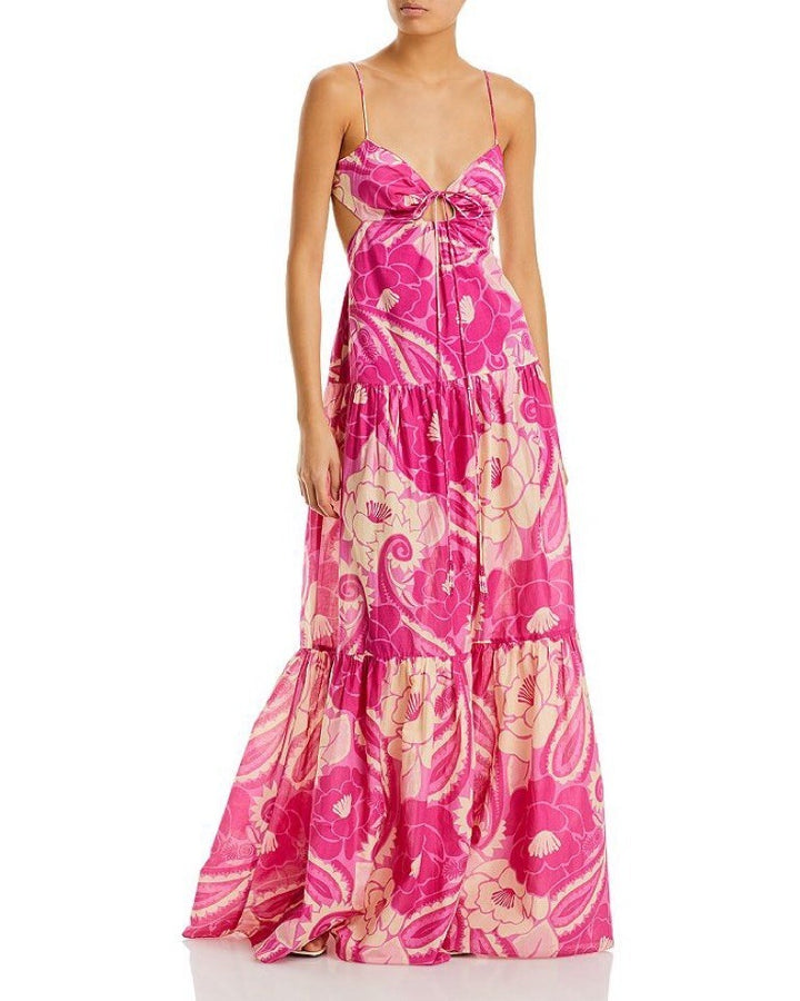 Farm Rio Tropical Groove Pink Maxi Dress Resort Beach