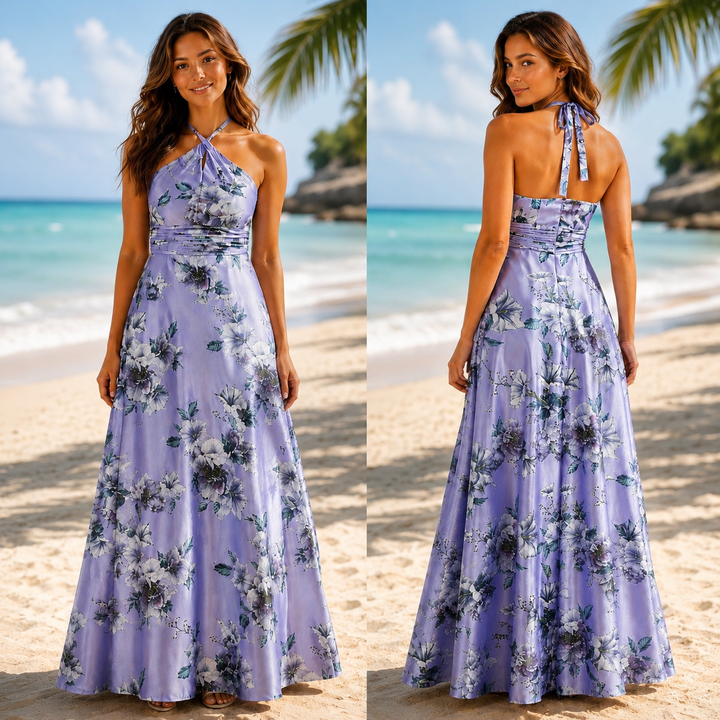 DB Studio Floral Maxi Dress Plus Curve Satin Silk Beach Midi